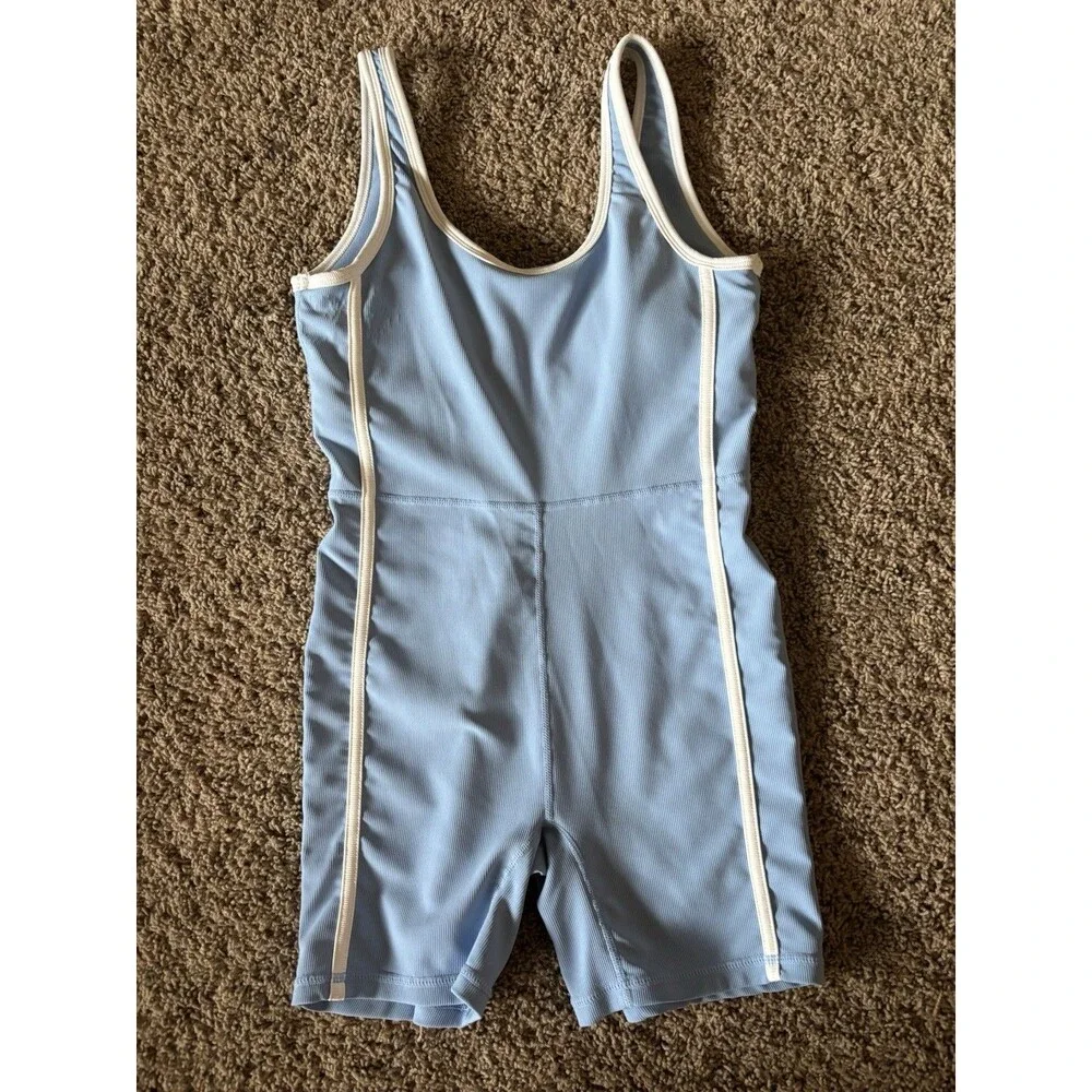Wilo One Piece Ribbed Active Romper Baby Blue Women’s Size Small